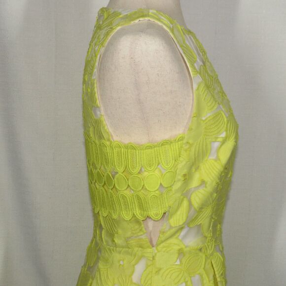 Antonio Melani Retro Yellow Clip Floral Fit And Flare Sleeveless Midi Dress Sz 4 - Picture 5 of 10